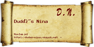 Dudás Nina névjegykártya