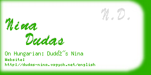 nina dudas business card